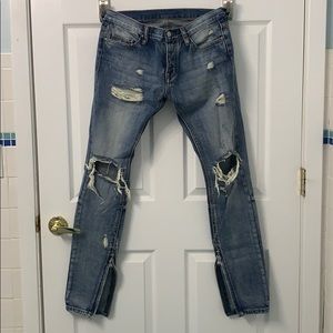 Mnml jeans ripped knees blue size 30